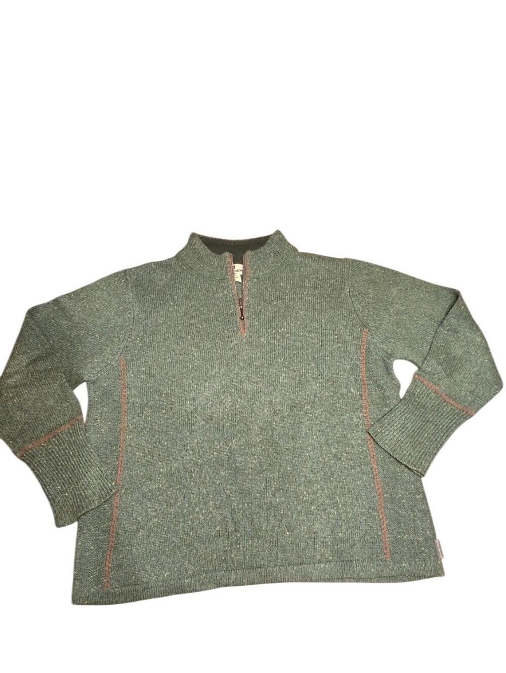 Woolrich Vintage Tweed Quarter Zip Sweater Fleece Lined Green XL Cabincore - Picture 5 of 11